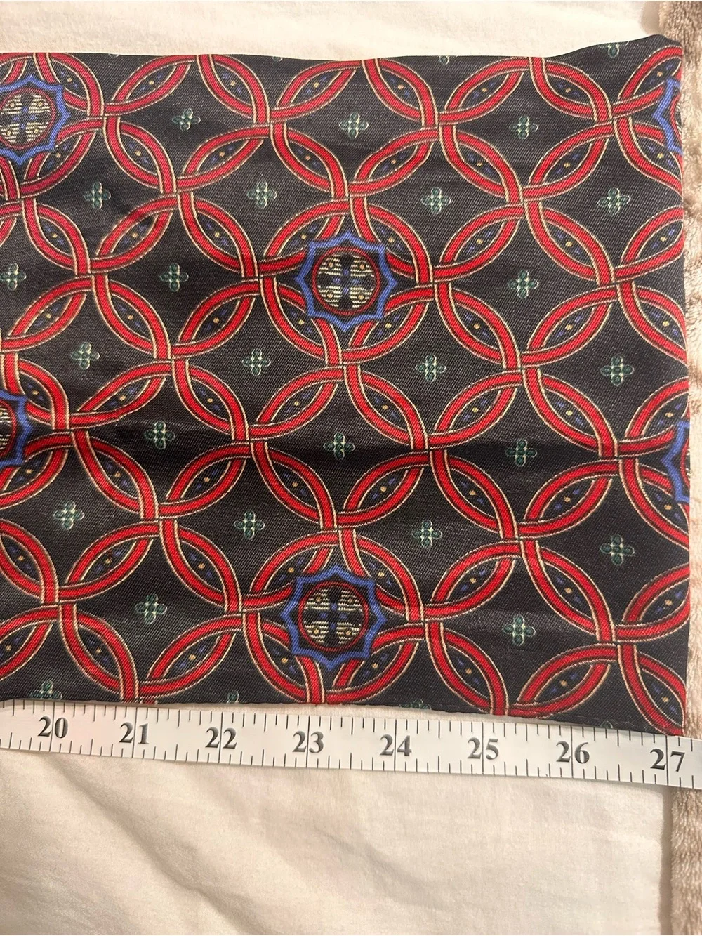 Silk-Feel Red & Black Printed Old Money Preppy Paris Ascot Scarf